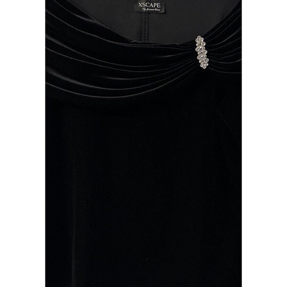 Xscape Joanna Chen Sz Small Blk Velvet Rhinestone Pin Evening Top Shawl Collar - Picture 4 of 8